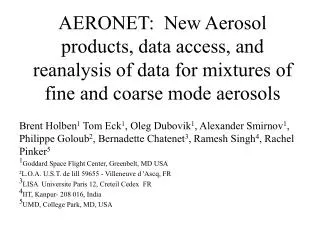 AERONET- An Internationally Federated Network