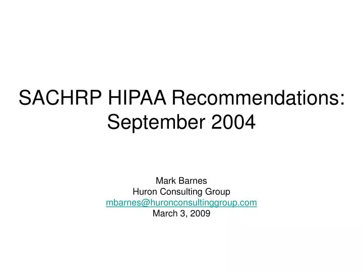 sachrp hipaa recommendations september 2004