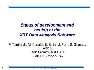 Status of development and testing of the XRT Data Analysis Software
