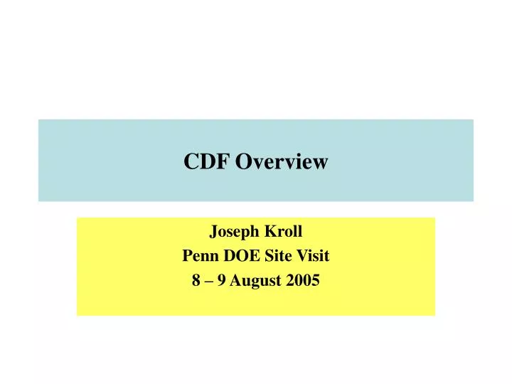 cdf overview