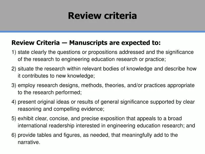 review criteria