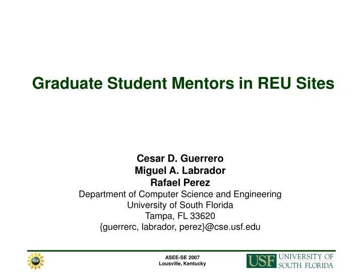 graduate student mentors in reu sites