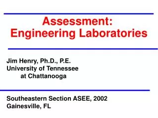 Assessment: Engineering Laboratories