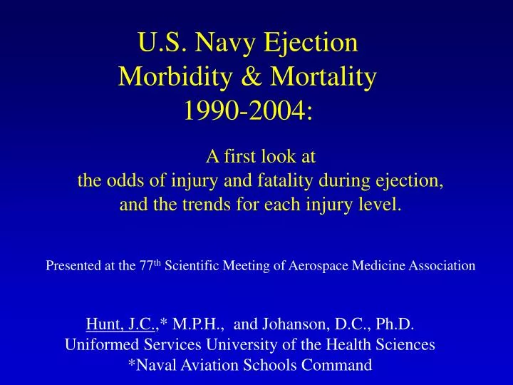 u s navy ejection morbidity mortality 1990 2004