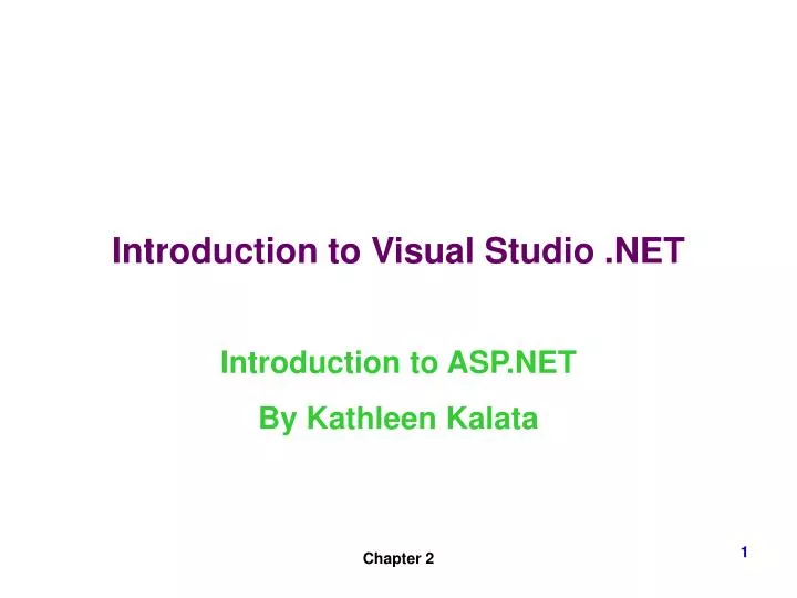 introduction to visual studio net