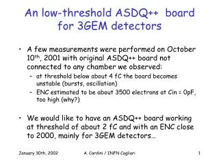 An low-threshold ASDQ++ board for 3GEM detectors