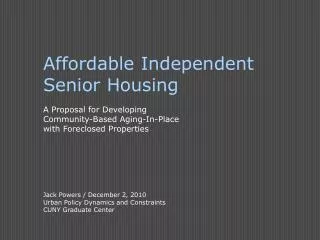 Affordable Independent Senior Housing