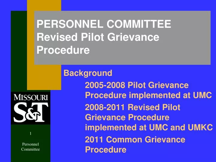 personnel committee revised pilot grievance procedure