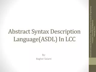 Abstract Syntax Description Language(ASDL ) In LCC