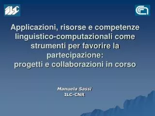 manuela sassi ilc cnr