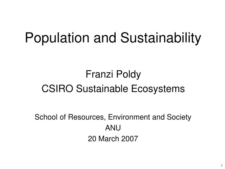 population and sustainability