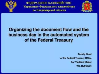 The structure of accounts opened for the Federal Treasury Office for Vladimir Oblast
