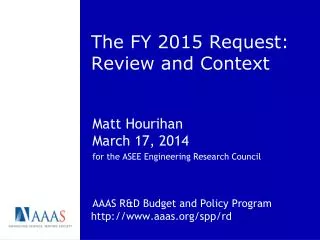 The FY 2015 Request: Review and Context