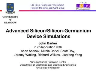 Advanced Silicon/Silicon-Germanium Device Simulations