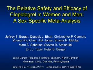 The Relative Safety and Efficacy of Clopidogrel in Women and Men: A Sex-Specific Meta-Analysis
