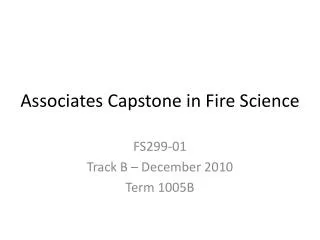 Associates Capstone in Fire Science