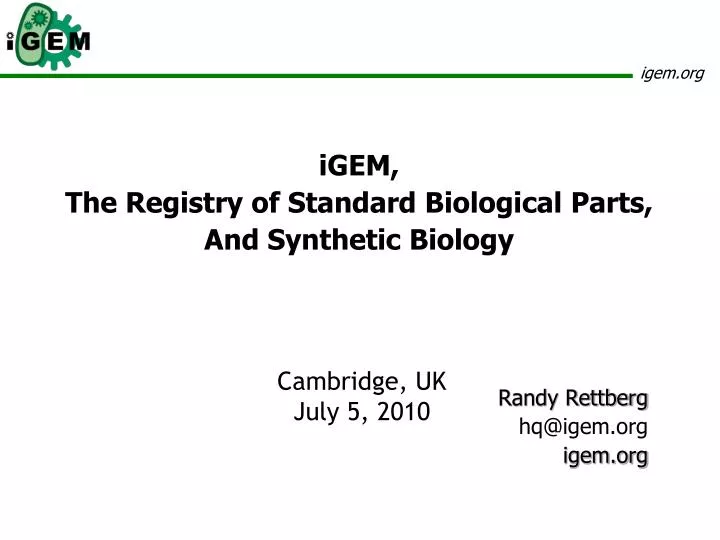 igem the registry of standard biological parts and synthetic biology