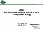 iGEM, The Registry of Standard Biological Parts, And Synthetic Biology