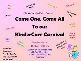 Come One, Come All To our KinderCare Carnival