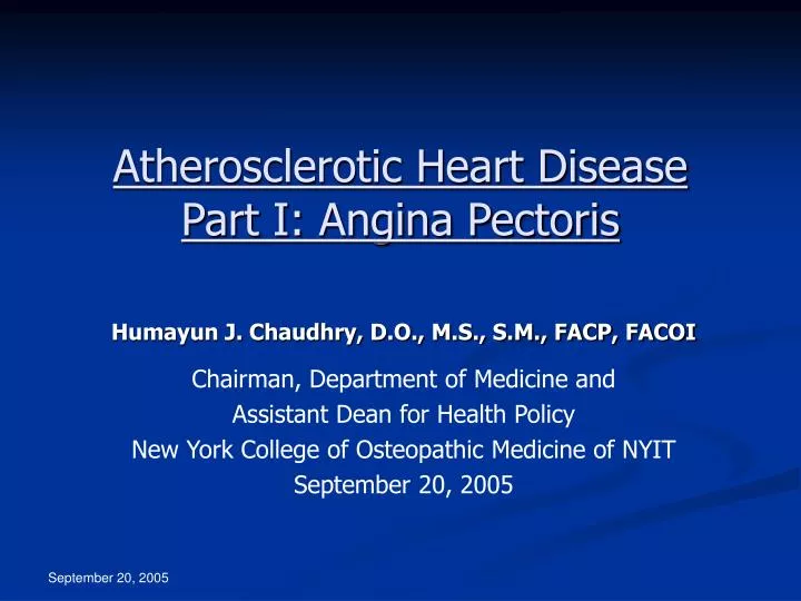 atherosclerotic heart disease part i angina pectoris