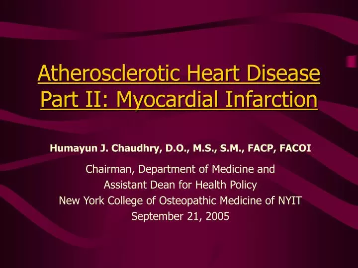 atherosclerotic heart disease part ii myocardial infarction