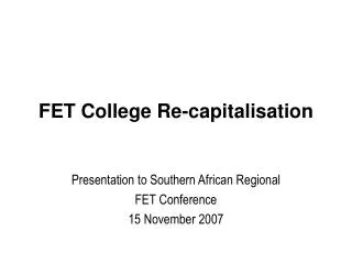 FET College Re-capitalisation