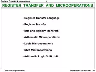 REGISTER TRANSFER AND MICROOPERATIONS
