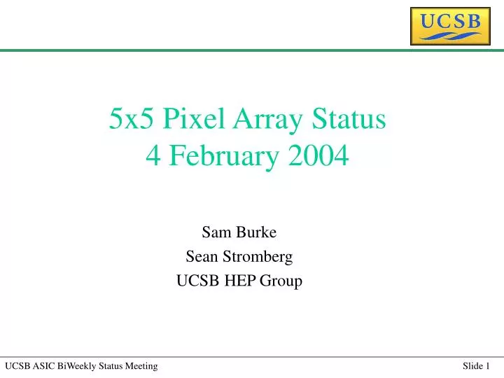 5x5 pixel array status 4 february 2004