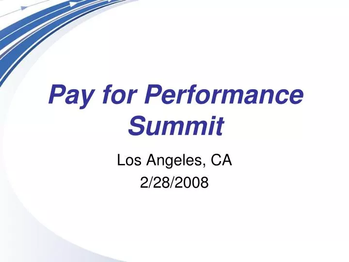 pay for performance summit