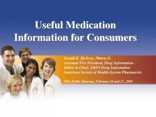 useful medication information for consumers