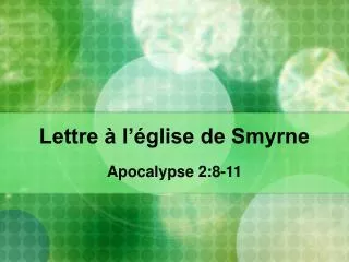 lettre l glise de smyrne
