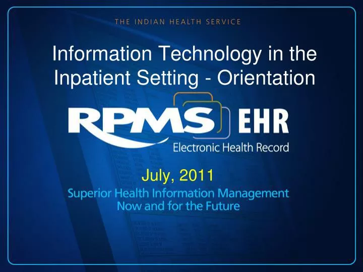 information technology in the inpatient setting orientation