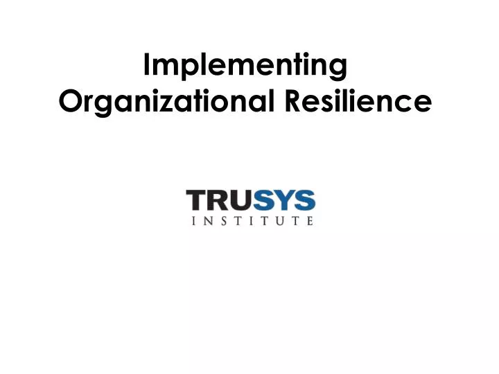 implementing organizational resilience