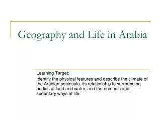 Geography and Life in Arabia
