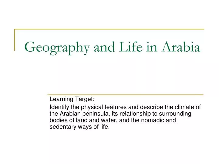 geography and life in arabia