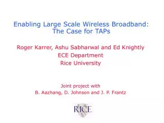 Enabling Large Scale Wireless Broadband: The Case for TAPs