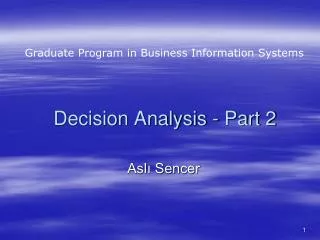 Decision Analysis - Part 2