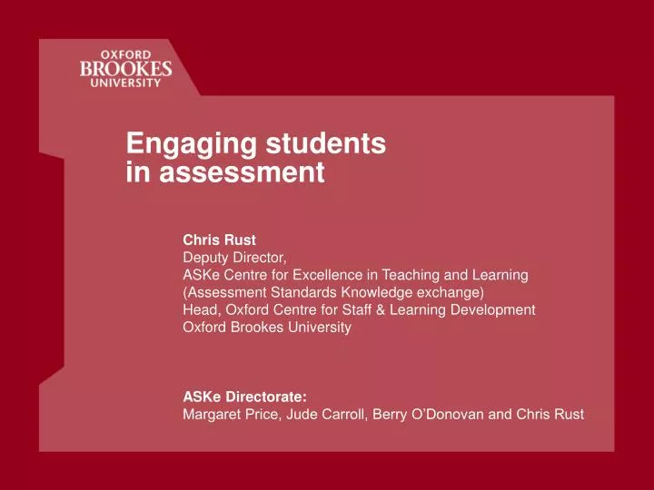 engaging students in assessment