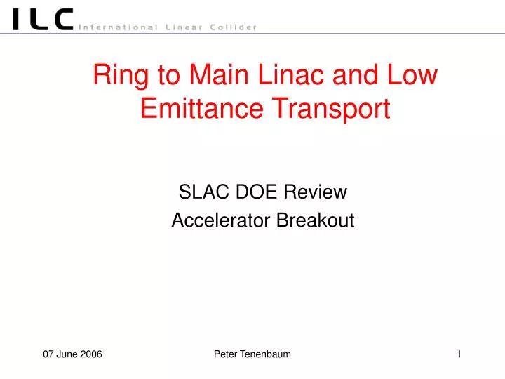 ring to main linac and low emittance transport