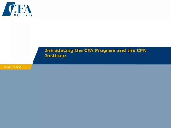 introducing the cfa program and the cfa institute