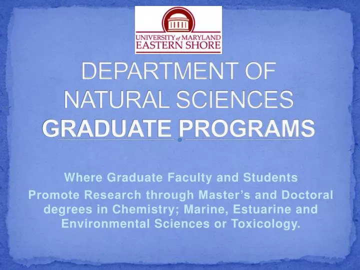 department of natural sciences graduate programs