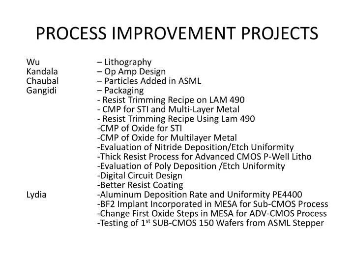 process improvement projects