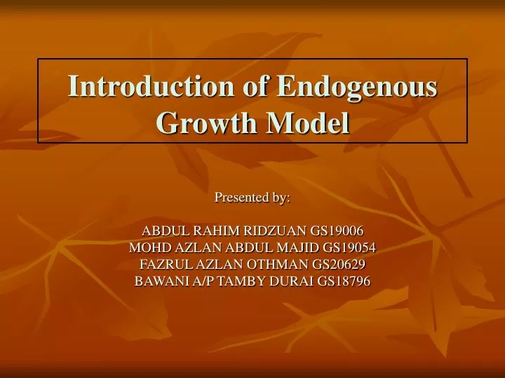 introduction of endogenous growth model