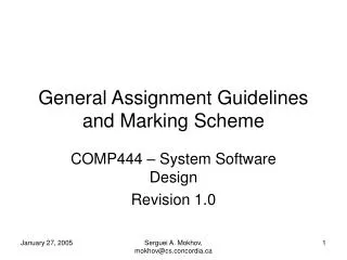 General Assignment Guidelines and Marking Scheme