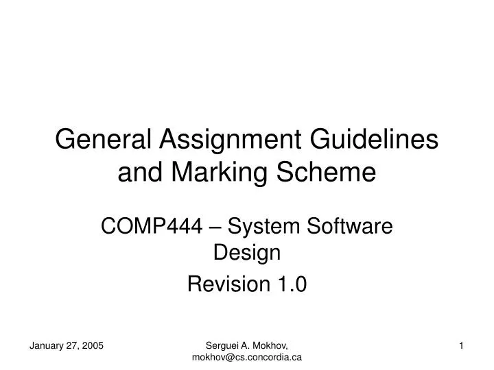 general assignment guidelines and marking scheme