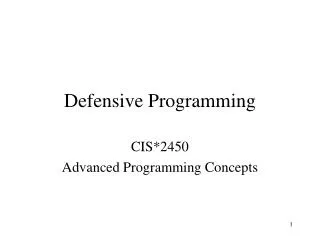 Defensive Programming