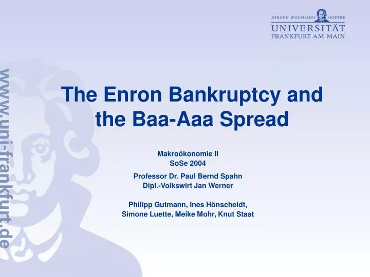 the enron bankruptcy and the baa aaa spread