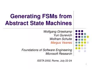 Generating FSMs from Abstract State Machines