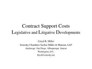 Contract Support Costs L egislative and L itigative D evelopments