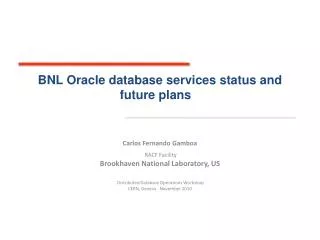 BNL Oracle database services status and future plans